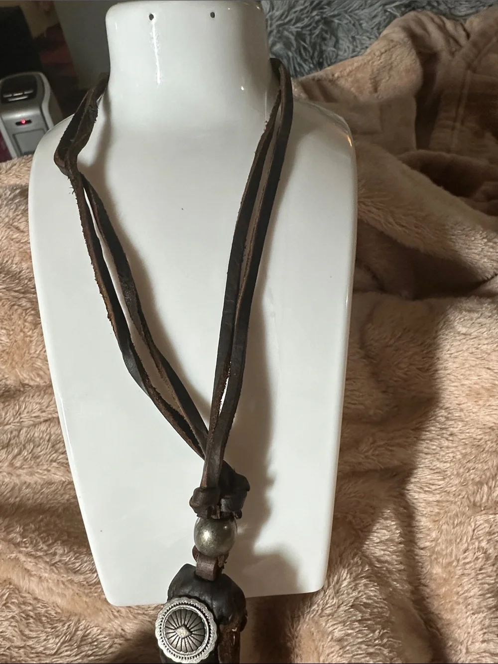 Men’s Brown Leather Tassel Necklace